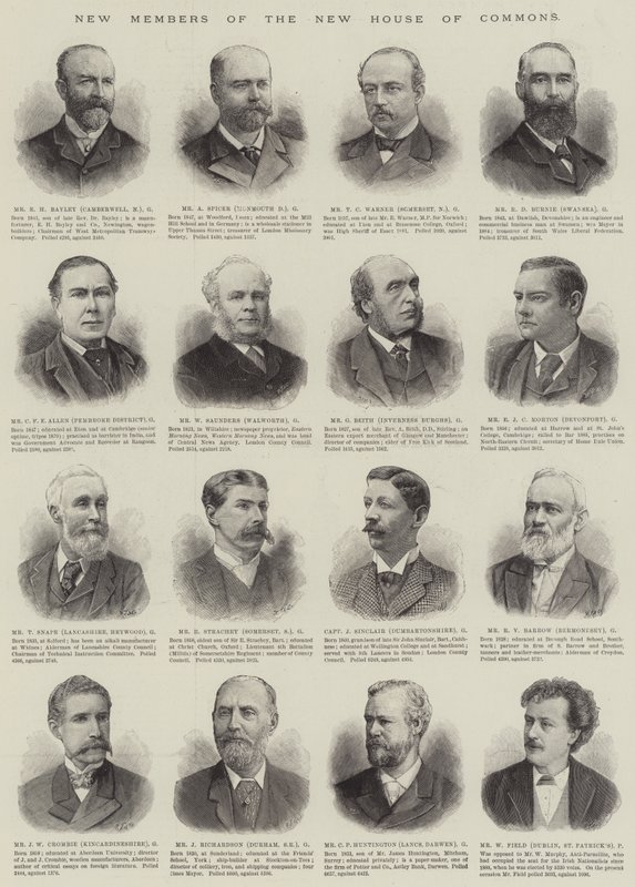 Novos membros da Nova Câmara dos Comuns (gravura) de English School