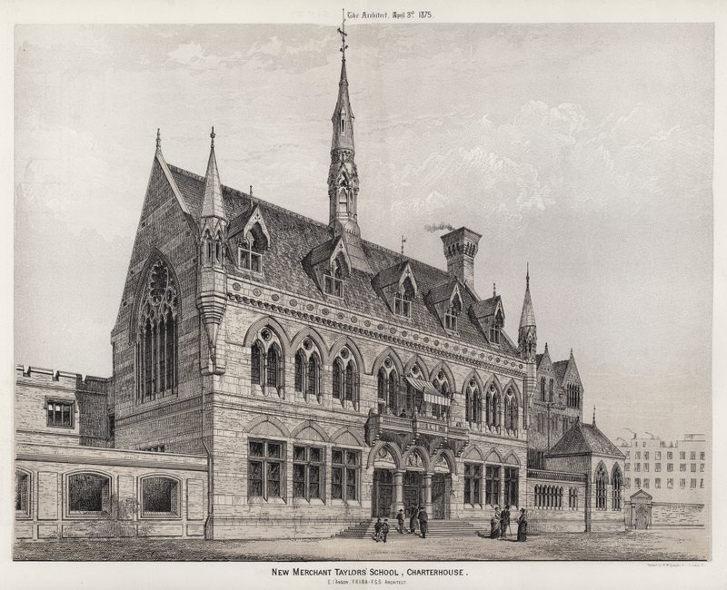 Nova Escola do Merchant Taylors, Charterhouse (gravura) de English School