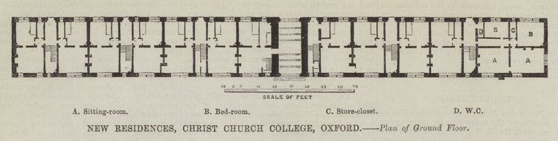 Novas Residências, Christ Church College, Oxford, Planta do andar térreo (gravura) de English School