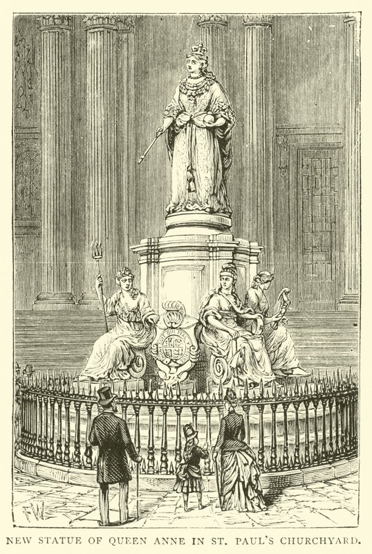 Nova Estátua da Rainha Ana no St Pauls Churchyard de English School