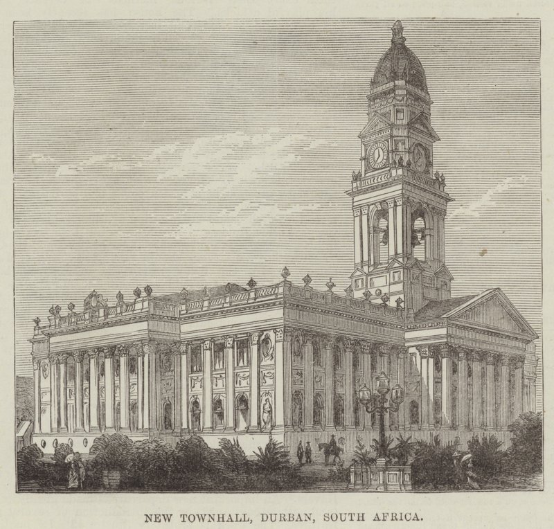 New Townhall, Durban, África do Sul (gravura) de English School