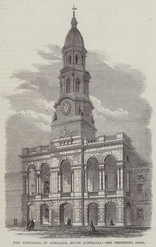 Nova Câmara Municipal de Adelaide, Austrália do Sul (gravura) de English School