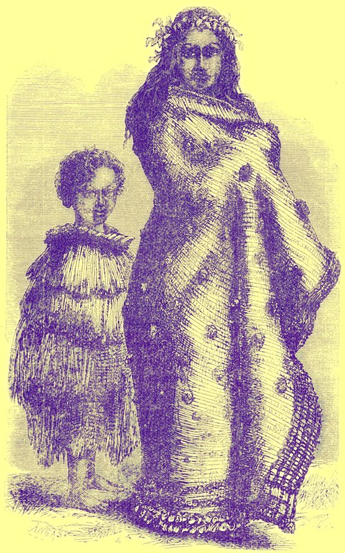 Nova Zelândia mulher e menino, ilustração de notáveis Voyagers por William Kingston, publicado em 1885 (imagem digital reforçada) de English School