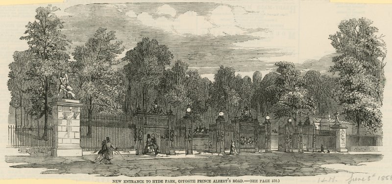 Nova entrada para o Hyde Park, em frente à Prince Alberts Road de English School
