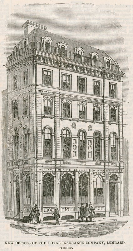 Novos escritórios da Royal Insurance Company, Lombard Street, Londres de English School