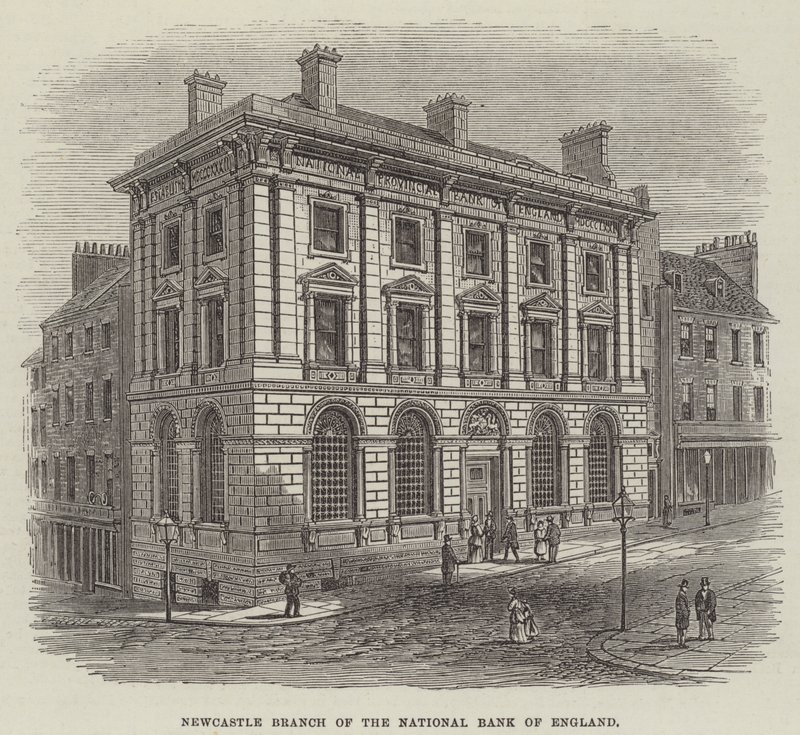 Agência de Newcastle do Banco Nacional de Inglaterra (gravura) de English School