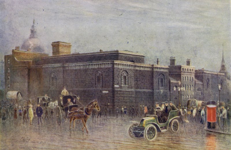 Prisão de Newgate, antes da sua demolição (foto a p/b) de English School