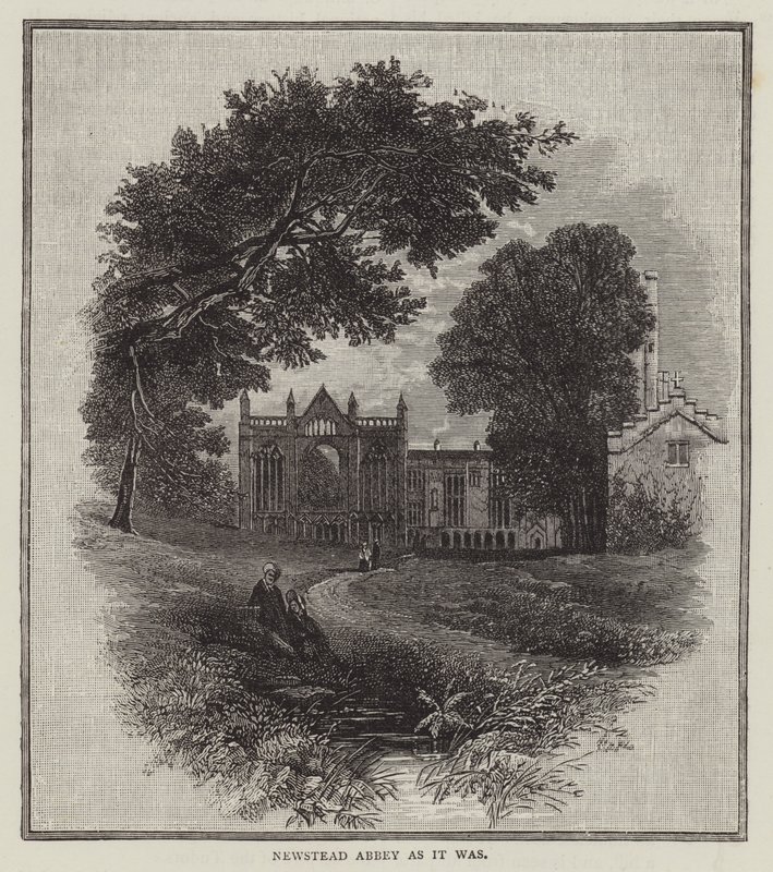 Newstead Abbey como era (gravura) de English School