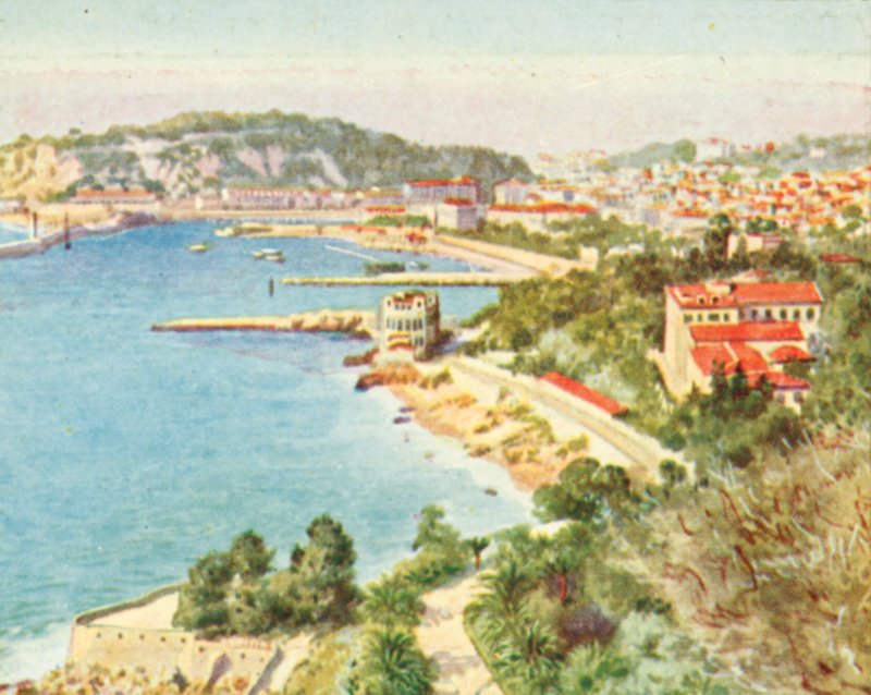 Nice e Baie des Anges (litografia a cores) de English School