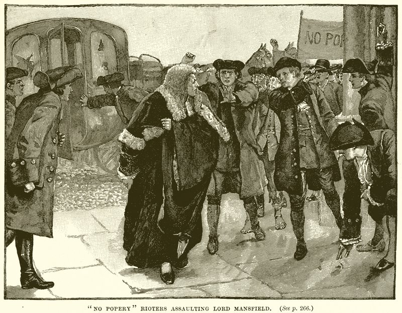 No Popery Rioters assaltando Lord Mansfield de English School