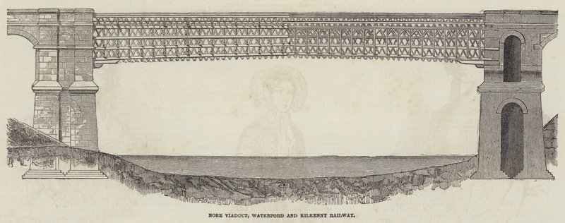 Viaduto Nore, Waterford e Kilkenny Railway (gravura) de English School