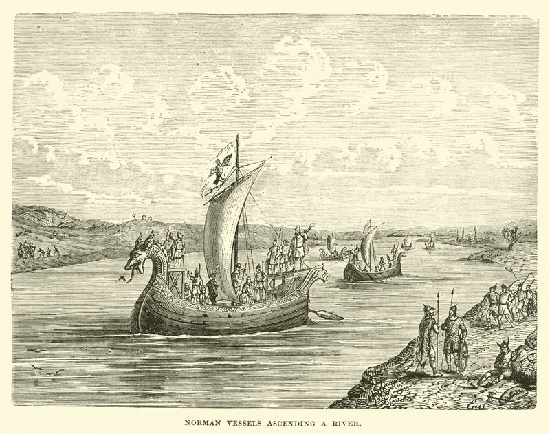 Embarcações normandas subindo o rio de English School