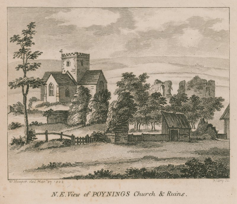 Nordeste, vista, poynings, igreja, poynings de English School