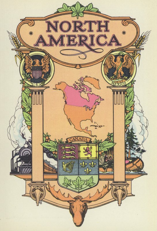 América do Norte (cor litho) de English School