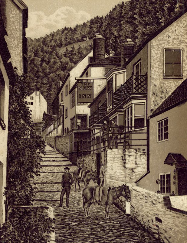 North Devon: Clovelly, Main Street (litografia) de English School