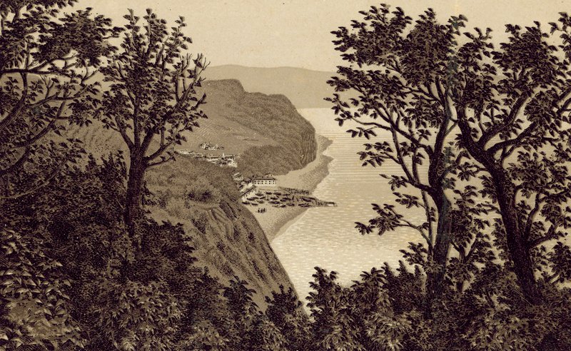 North Devon: Clovelly a partir de Hobby Drive (litografia) de English School