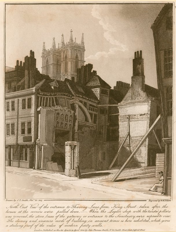 North East Vista da entrada para Thieving Lane da King Street de English School