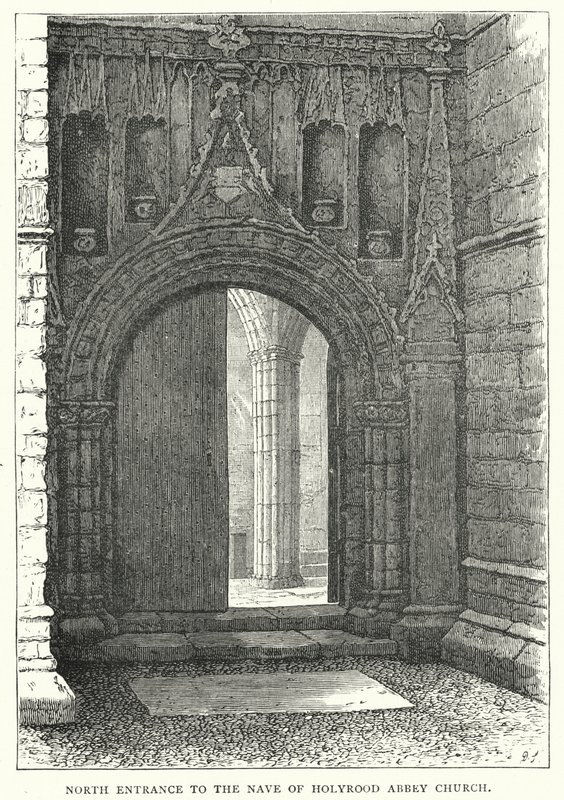 Entrada Norte da Nave da Igreja da Abadia de Holyrood (gravura) de English School