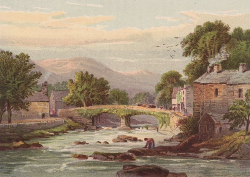 Norte do País de Gales, Beddgelert (cor litho) de English School