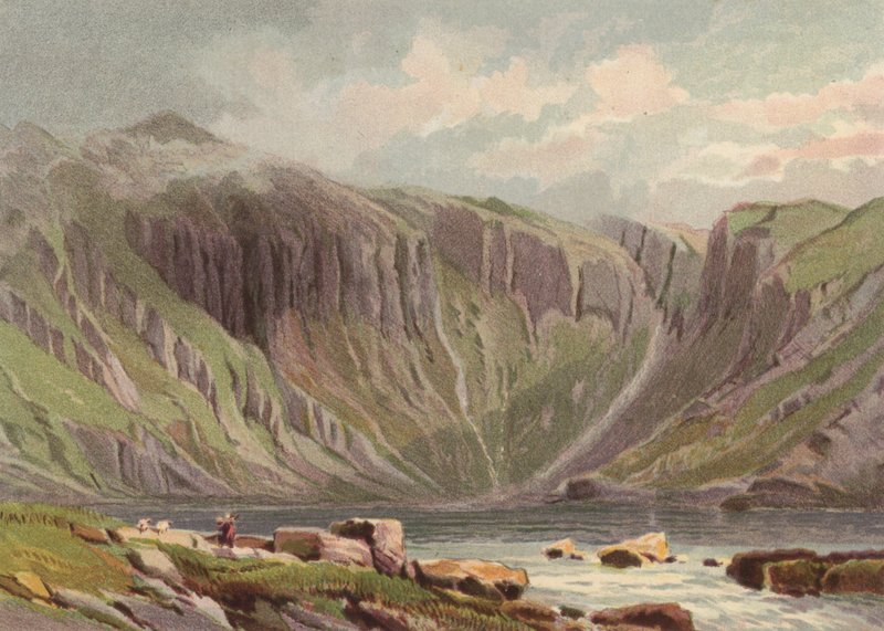Norte do País de Gales, Llyn Idwal (cor litho) de English School