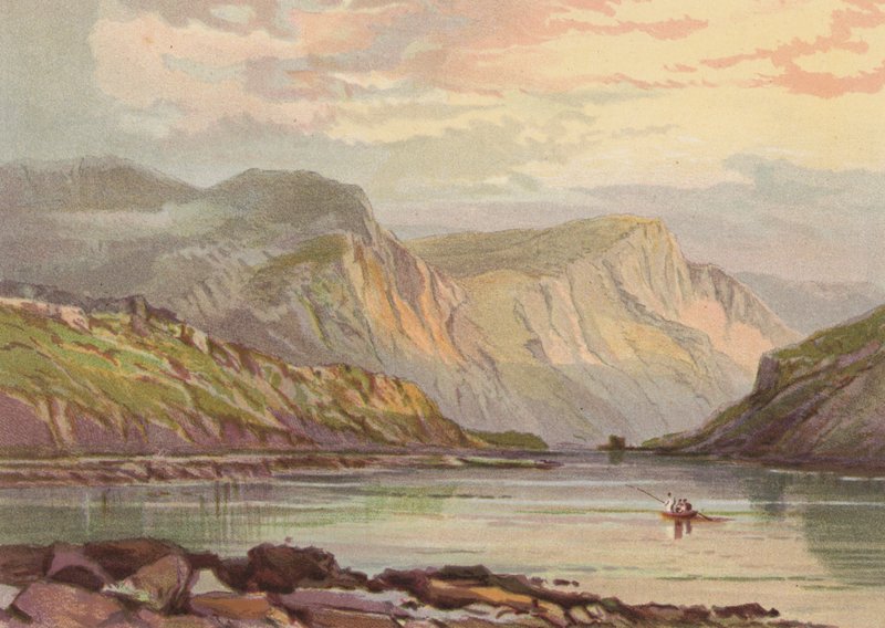 Norte do País de Gales, Llyn Ogwen (cor litho) de English School