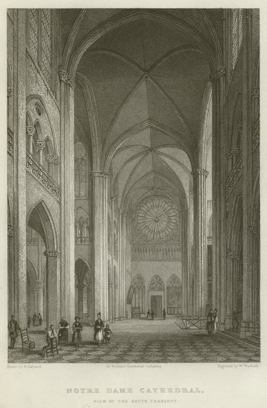 Catedral de Notre Dame, Vista do Transept Sul (gravura) de English School