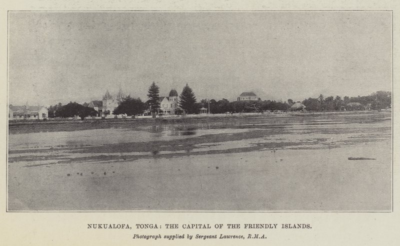 Nukualofa, Tonga, a Capital das Ilhas Amigas (litho) de English School