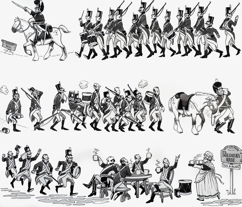 Ilustração de rima de berçário: Grand Old Duke of York de English School