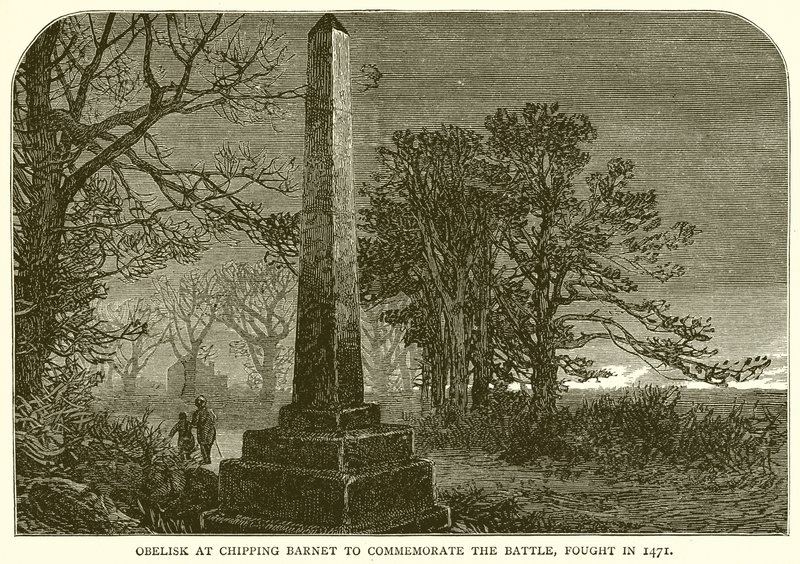 Obelisco em Chipping Barnet para comemorar a batalha, lutou em 1471 de English School