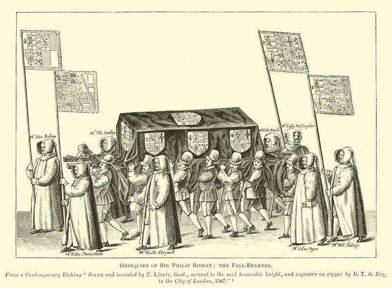 Obsequias de Sir Philip Sidney, os portadores da Pall de English School