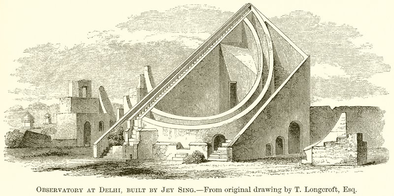 Observatório em Delhi, construído por Jey Sing de English School