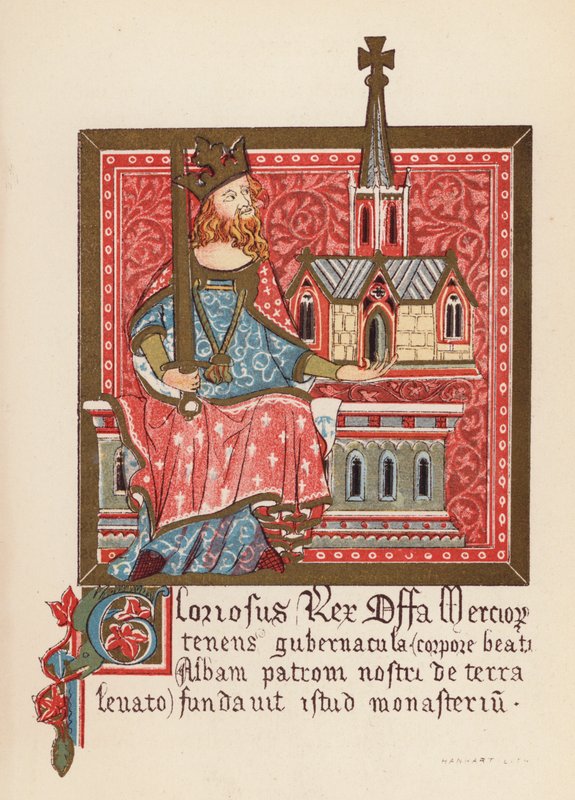 Offa, rei da Mércia (litografia a cores) de English School