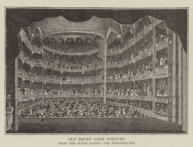 Antigo Drury Lane Theatre (gravura) de English School