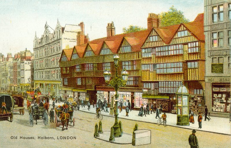 Old House, Holborn, Londres (cor litho) de English School