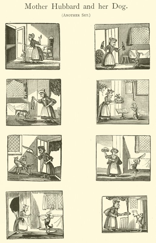 A velha mãe Hubbard e o seu cão (xilogravura) de English School