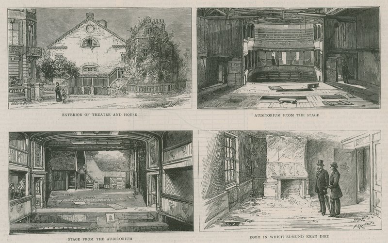 Old Richmond Theatre e Edmund Keans house, agora sendo puxados para baixo de English School
