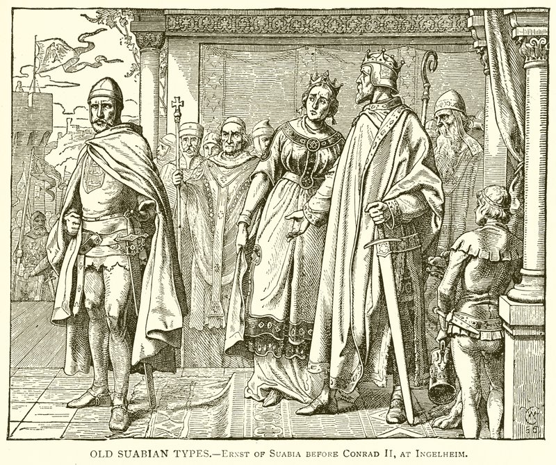 Tipos antigos de Suábia - Ernst de Suabia antes de Conrad II, em Ingelheim de English School