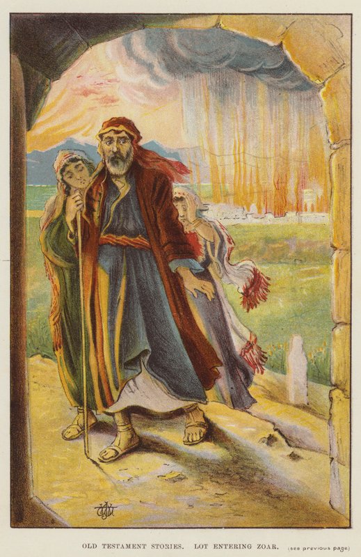 Histórias do Antigo Testamento, Lote entrando no Zoar (cor litho) de English School