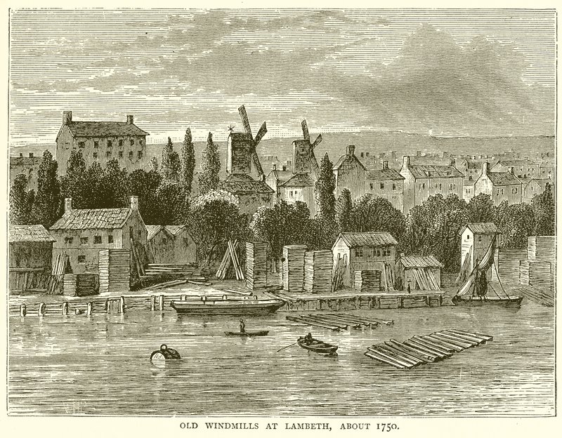Moinhos antigos em Lambeth, cerca de 1750 de English School