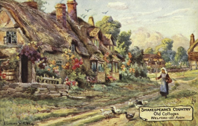 Casas antigas, Welford-on-Avon, Warwickshire de English School