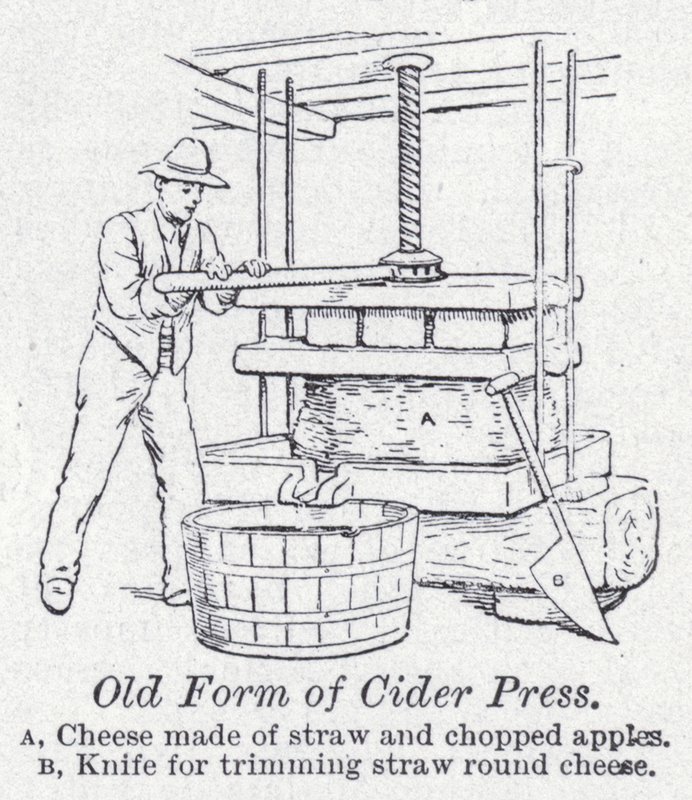 Velha forma de prensa de sidra (litho) de English School