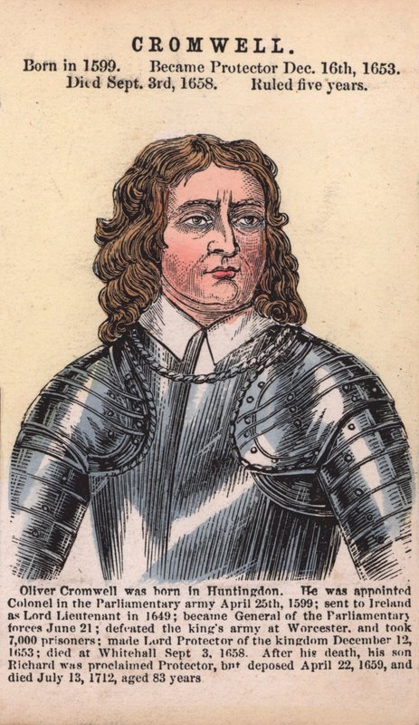 Oliver Cromwell, Protector (gravura colorida) de English School