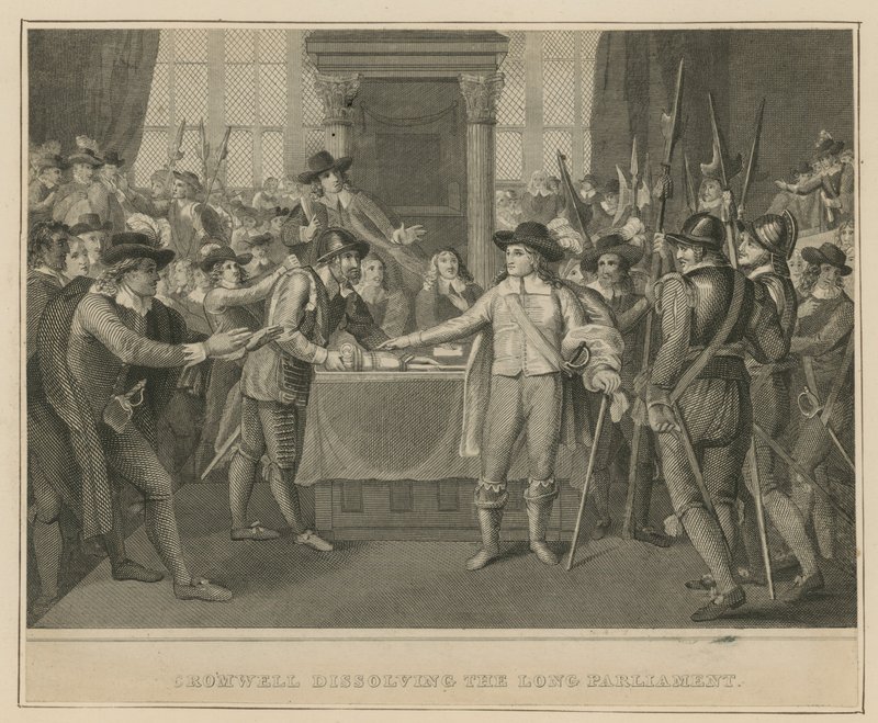 Oliver Cromwell dissolve o longo Parlamento de English School