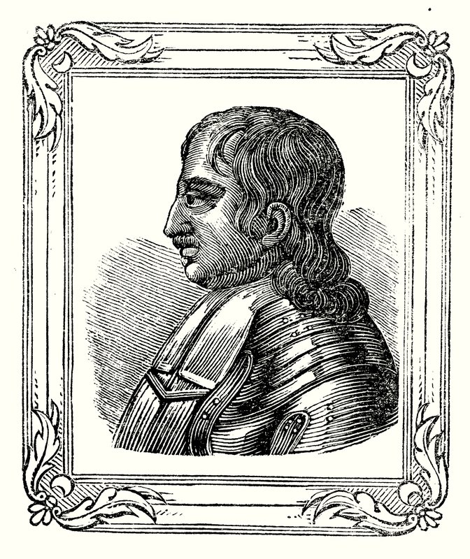 Oliver Cromwell nasceu em 1599, fez Protector em 1653, e morreu em 1658 (gravura) de English School