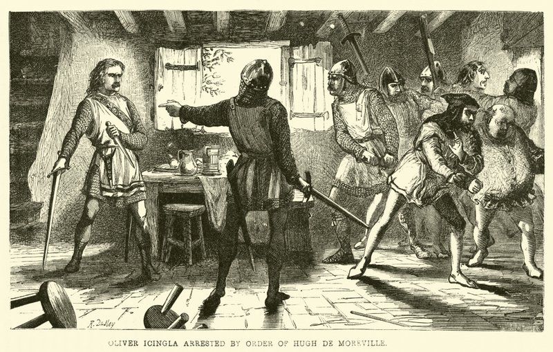 Oliver Icingla preso por ordem de Hugh de Moreville de English School