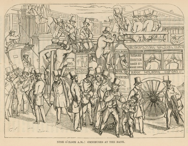 Omnibuses no banco, Londres de English School