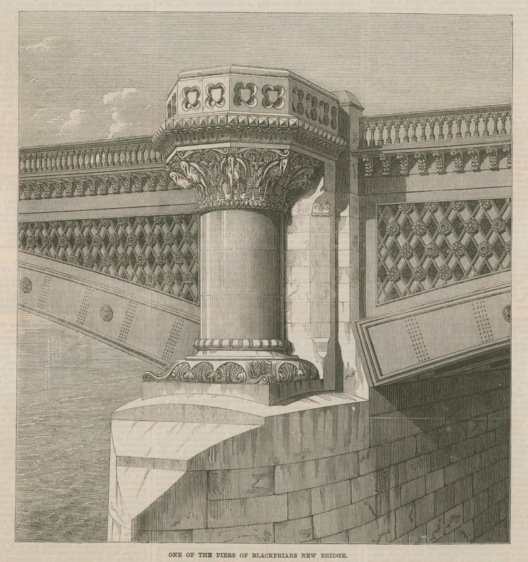 Um dos pilares da nova ponte Blackfriars de English School