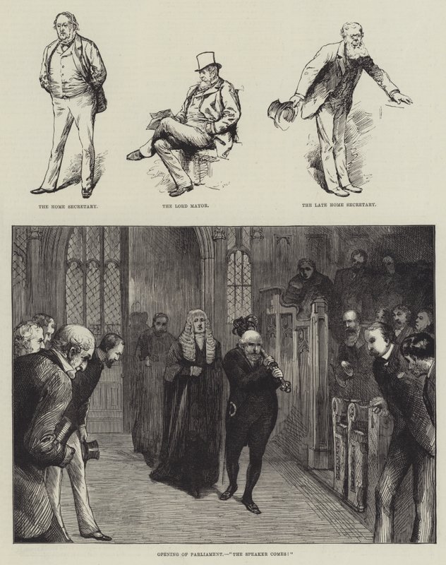 Abertura do Parlamento, "O Orador vem!" (gravura) de English School
