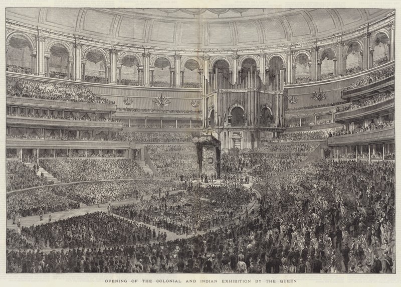Abertura da Exposição Colonial e Indiana pela Rainha (gravura) de English School