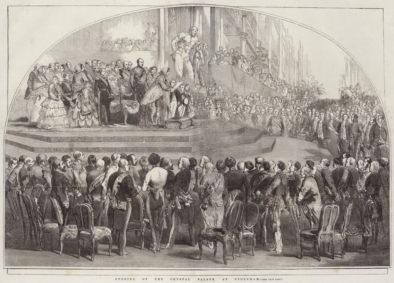 Inauguração do Palácio de Cristal, em Sydenham (gravura) de English School